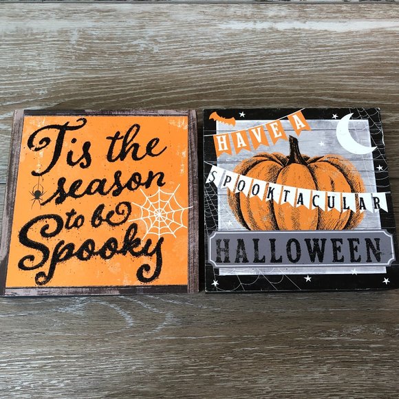 NEW! Halloween Wall or Shelf Box Art Home Decor Set of 2 - Picture 1 of 7